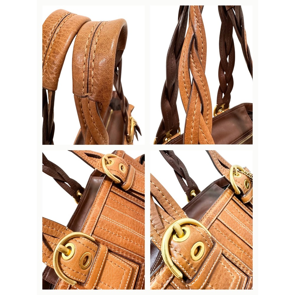 Coach Soho Mia Tote Leather Cognac Brown Braided Shoulder Bag 10049 - Picture 7 of 9